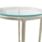 Mesa Auxiliar de Aluminio con Textura Dorada o Plateada y Tapa de Cristal – Interior, 1 Pieza