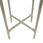 Mesa Auxiliar de Aluminio con Textura Dorada o Plateada y Tapa de Cristal – Interior, 1 Pieza