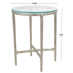 Mesa Auxiliar de Aluminio con Textura Dorada o Plateada y Tapa de Cristal – Interior, 1 Pieza